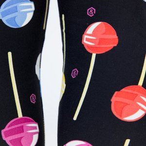 Agnes & Dora Leggings Size L Baby Suede Lick or Treat Lollipop Print NWT